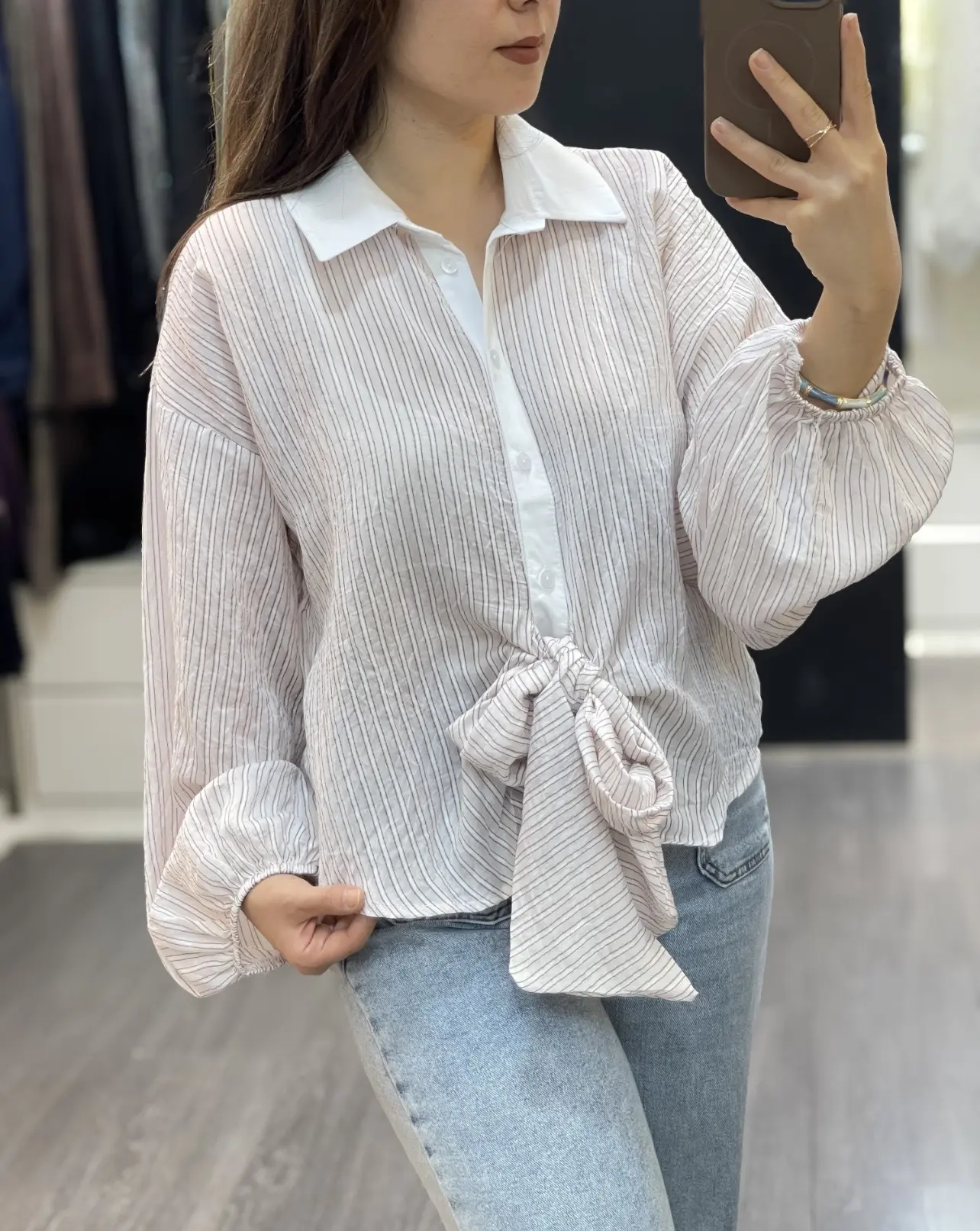 شومیز کلاسیک جلو گره ای ملانین